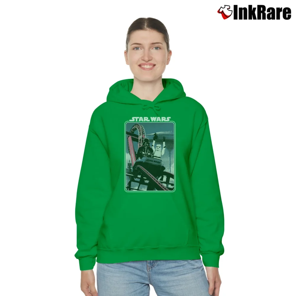 Women’s Star Wars Darth Vader Roller Coaster Funny Cozy Hoodie in irish green | Warm, Structured, Stylish