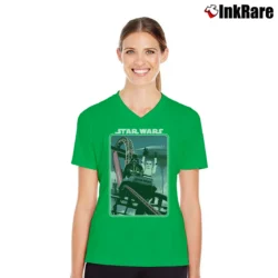 Women’s Star Wars Darth Vader Roller Coaster Funny V-Neck Tee in irish green | Chic Neckline, Soft Texture