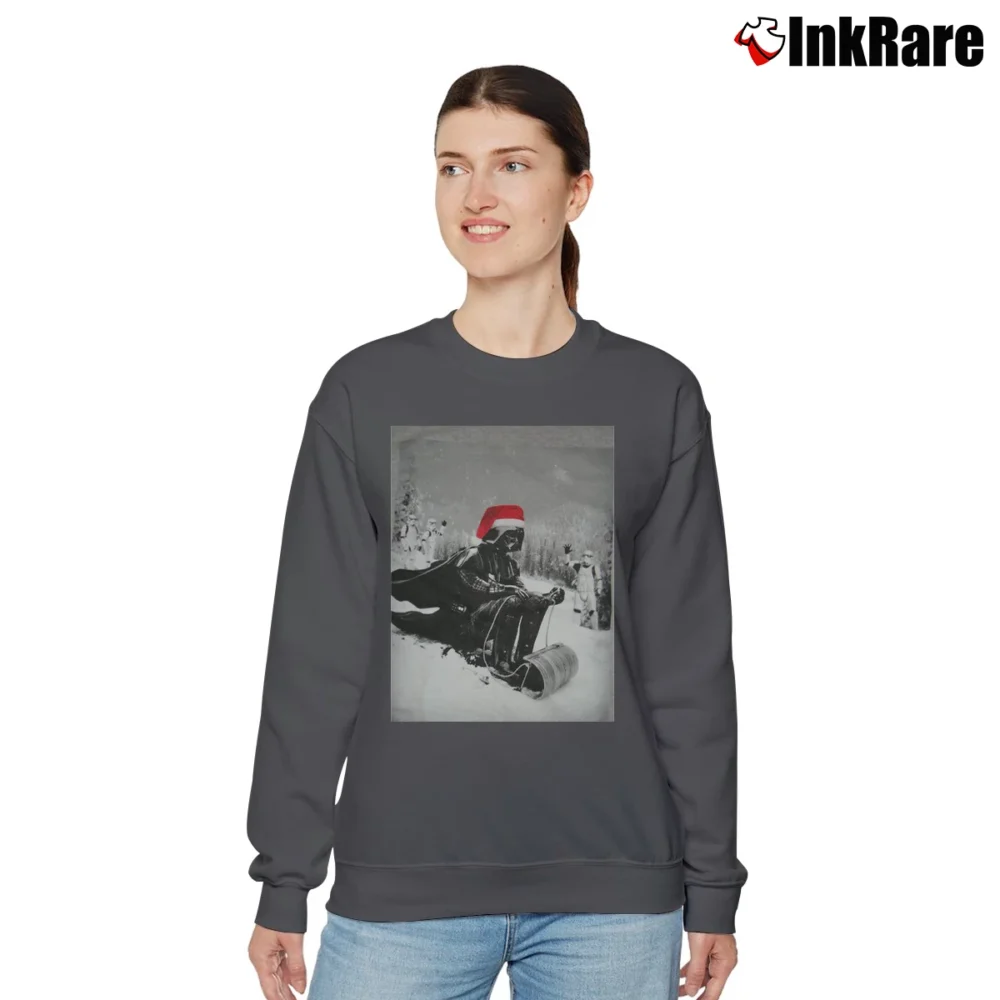 Women’s Star Wars Darth Vader Sledding Christmas Style Relaxed Sweatshirt in charcoal | Soft, Laid-Back Vibe