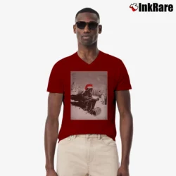 Men’s Star Wars Darth Vader Sledding Christmas Style V-Neck Tee in maroon | Sharp, Breathable, Everyday Staple