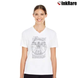 Women’s Star Wars Darth Vader Vitruvian Man Da Vinci Graphic V-Neck Tee in white | Chic Neckline, Soft Texture