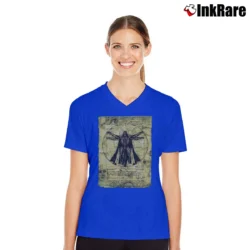 Women’s Star Wars Darth Vader Vitruvian Man Graphic V-Neck Tee in royal blue | Chic Neckline, Soft Texture