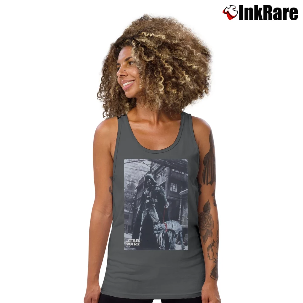 Women’s Star Wars Darth Vader Walking The AT - AT Graphic Tank Top in charcoal | Lightweight, Movement-Friendly
