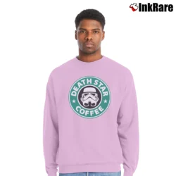 Men’s Star Wars Death Star Coffee Parody Stormtrooper Crewneck Sweatshirt in light pink | Cozy Fabric, Clean Style