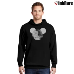 Men’s Star Wars Death Star Mickey Mouse Pullover Hoodie in black | Cozy, Durable, Modern Fit