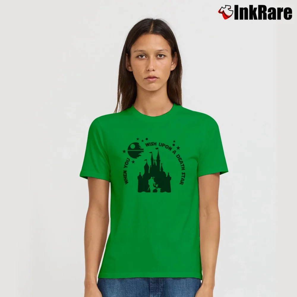 Women’s Star Wars Disney When You Wish Upon A Death Star Signature T-Shirt in irish green | Soft, Flattering Fit