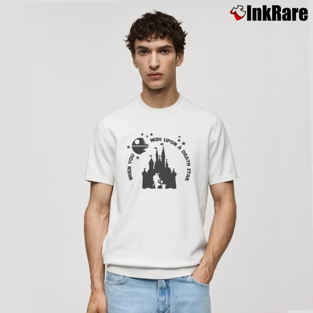 Men’s Star Wars Disney When You Wish Upon A Death Star Classic T-Shirt in white | Soft, Breathable Everyday Wear