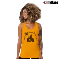 Women’s Star Wars Disney When You Wish Upon A Death Star Tank Top in orange | Lightweight, Movement-Friendly