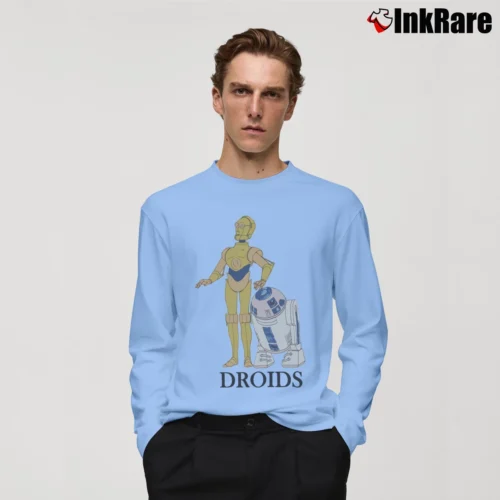 Men’s Star Wars Droid R2 - D2 and C - 3PO Long-Sleeve Shirt in light blue | Sleek, Lightweight, Year-Round Wear