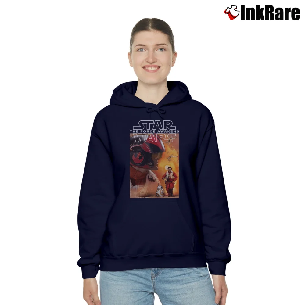 Women’s Star Wars Episode VII Poe Dameron Composition Graphic Cozy Hoodie in navy | Warm, Structured, Stylish