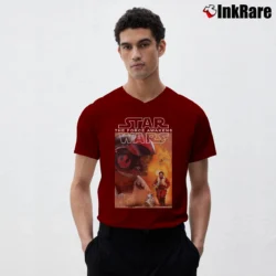Men’s Star Wars Episode VII Poe Dameron Composition Graphic V-Neck Tee in maroon | Sharp, Breathable, Everyday Staple