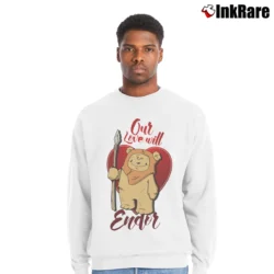 Men’s Star Wars Ewok Love Will Endor Valentine's Day Crewneck Sweatshirt in white | Cozy Fabric, Clean Style