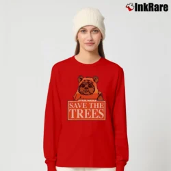 Women’s Star Wars Ewok Save The Trees Girly Long-Sleeve Top in red | Sleek, Versatile, All-Season