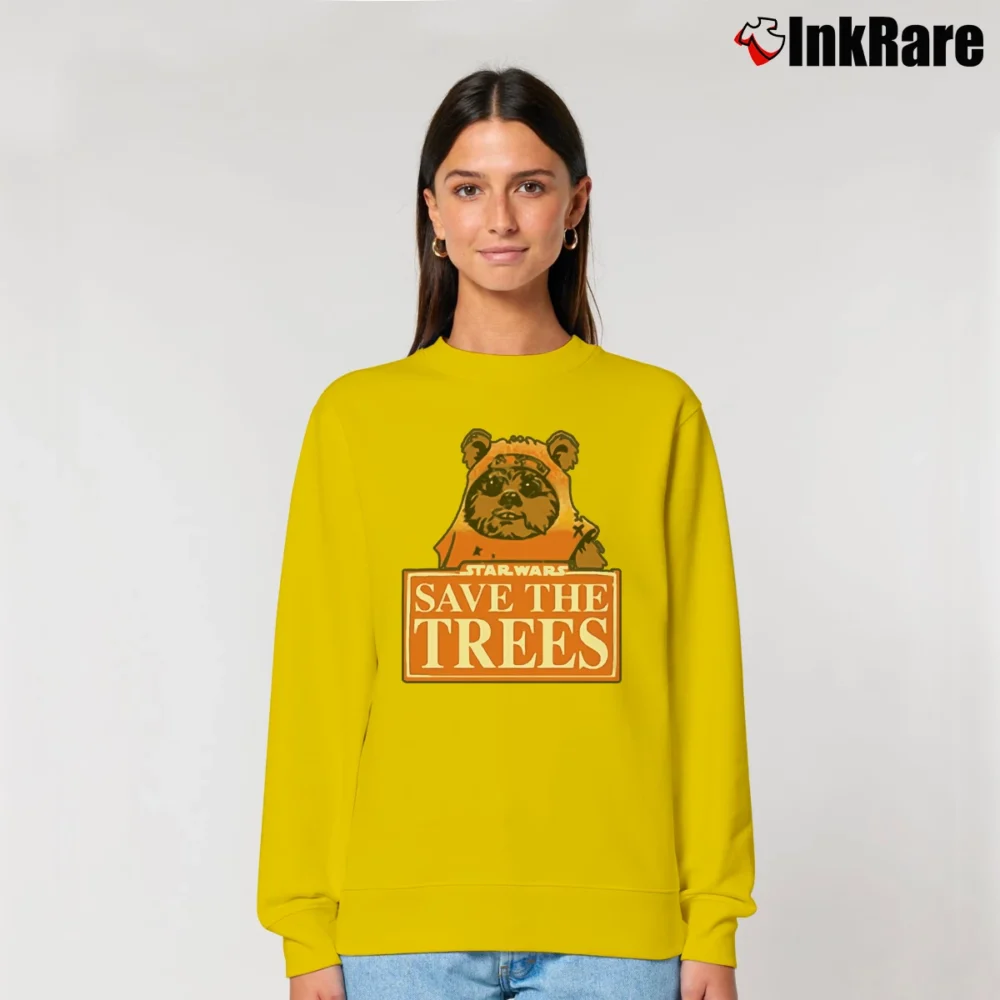 Women’s Star Wars Ewok Save The Trees Girly Relaxed Sweatshirt in yellow | Soft, Laid-Back Vibe
