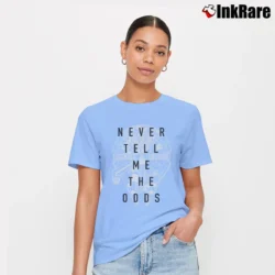Women’s Star Wars Falcon Never Tell Me The Odds Signature T-Shirt in light blue | Soft, Flattering Fit