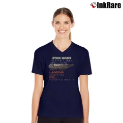 Women’s Star Wars Galaxy's Edge Theme Park V-Neck Tee in navy | Chic Neckline, Soft Texture