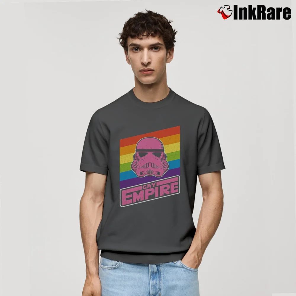 Men’s Star Wars Gay Empire LGBT Pride Rainbow Classic T-Shirt in charcoal | Soft, Breathable Everyday Wear