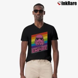 Men’s Star Wars Gay Empire LGBT Pride Rainbow V-Neck Tee in black | Sharp, Breathable, Everyday Staple
