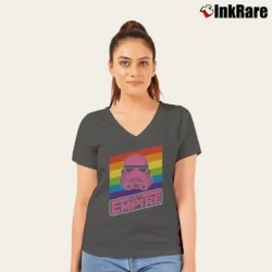Women’s Star Wars Gay Empire LGBT Pride Rainbow V-Neck Tee in charcoal | Chic Neckline, Soft Texture