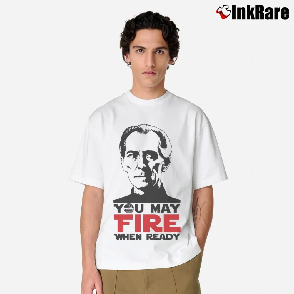 Men’s Star Wars Grand Moff Tarkin Fire When Ready Classic T-Shirt in white | Soft, Breathable Everyday Wear