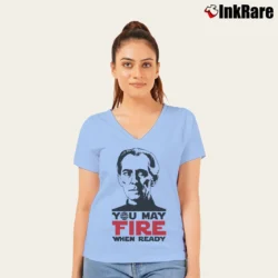 Women’s Star Wars Grand Moff Tarkin Fire When Ready V-Neck Tee in light blue | Chic Neckline, Soft Texture