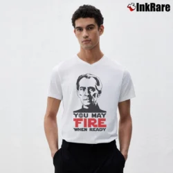 Men’s Star Wars Grand Moff Tarkin Fire When Ready V-Neck Tee in white | Sharp, Breathable, Everyday Staple