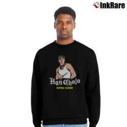 Men’s Star Wars Han Cholo Estar Guars Funny Parody Crewneck Sweatshirt in black | Cozy Fabric, Clean Style