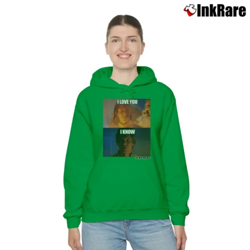 Women’s Star Wars Han Leia I Love You I Know Gift Cozy Hoodie in irish green | Warm, Structured, Stylish
