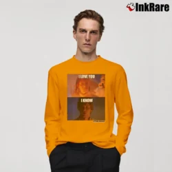 Men’s Star Wars Han Leia I Love You I Know Gift Long-Sleeve Shirt in orange | Sleek, Lightweight, Year-Round Wear