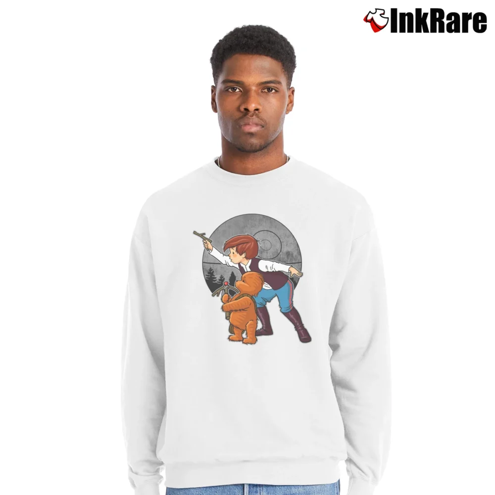 Men’s Star Wars Han Solo Chewbacca Winnie The Pooh Mashup Crewneck Sweatshirt in white | Cozy Fabric, Clean Style