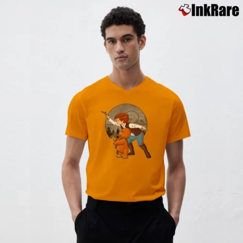 Star Wars Han Solo Chewbacca Winnie The Pooh Mashup Men’s V-Neck Tee in orange – Modern Essential Men’s Star Wars Han Solo Chewbacca Winnie The Pooh Mashup V-Neck Tee in orange | Sharp, Breathable, Everyday Staple