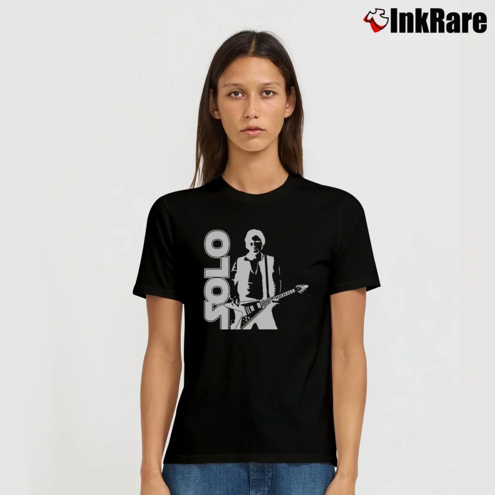 Women’s Star Wars Han Solo Guitar Graphic Signature T-Shirt in black | Soft, Flattering Fit