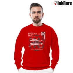Men’s Star Wars Haynes Manual Speeder Bike Crewneck Sweatshirt in red | Cozy Fabric, Clean Style