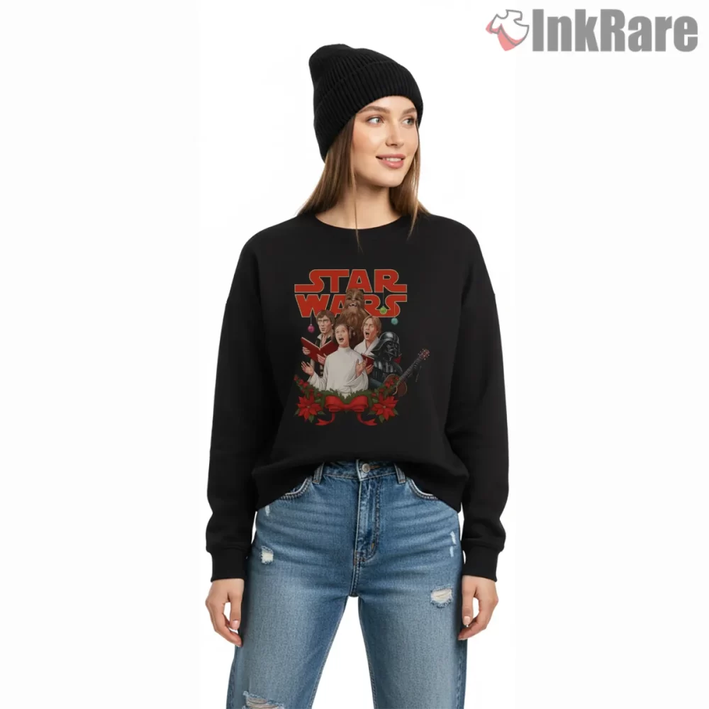 Star Wars Holiday Carol Group Illustration Shirt on graphic shirt for women graphic tee
