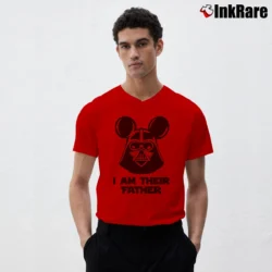 Men’s Star Wars I Am Their Father Darth Vader Disney V-Neck Tee in red | Sharp, Breathable, Everyday Staple