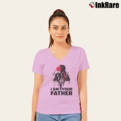Women’s Star Wars I Am Your Father Official Dad V-Neck Tee in light pink | Chic Neckline, Soft Texture