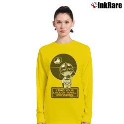 Women’s Star Wars I Find Your Lack Of Towel Disturbing Funny Long-Sleeve Top in yellow | Sleek, Versatile, All-Season