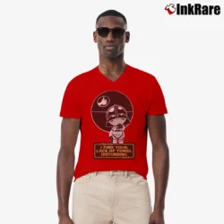 Men’s Star Wars I Find Your Lack Of Towel Disturbing Funny V-Neck Tee in red | Sharp, Breathable, Everyday Staple