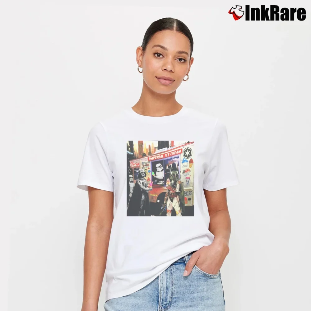 Women’s Star Wars Imperial Ice Cream Funny Parody Signature T-Shirt in white | Soft, Flattering Fit