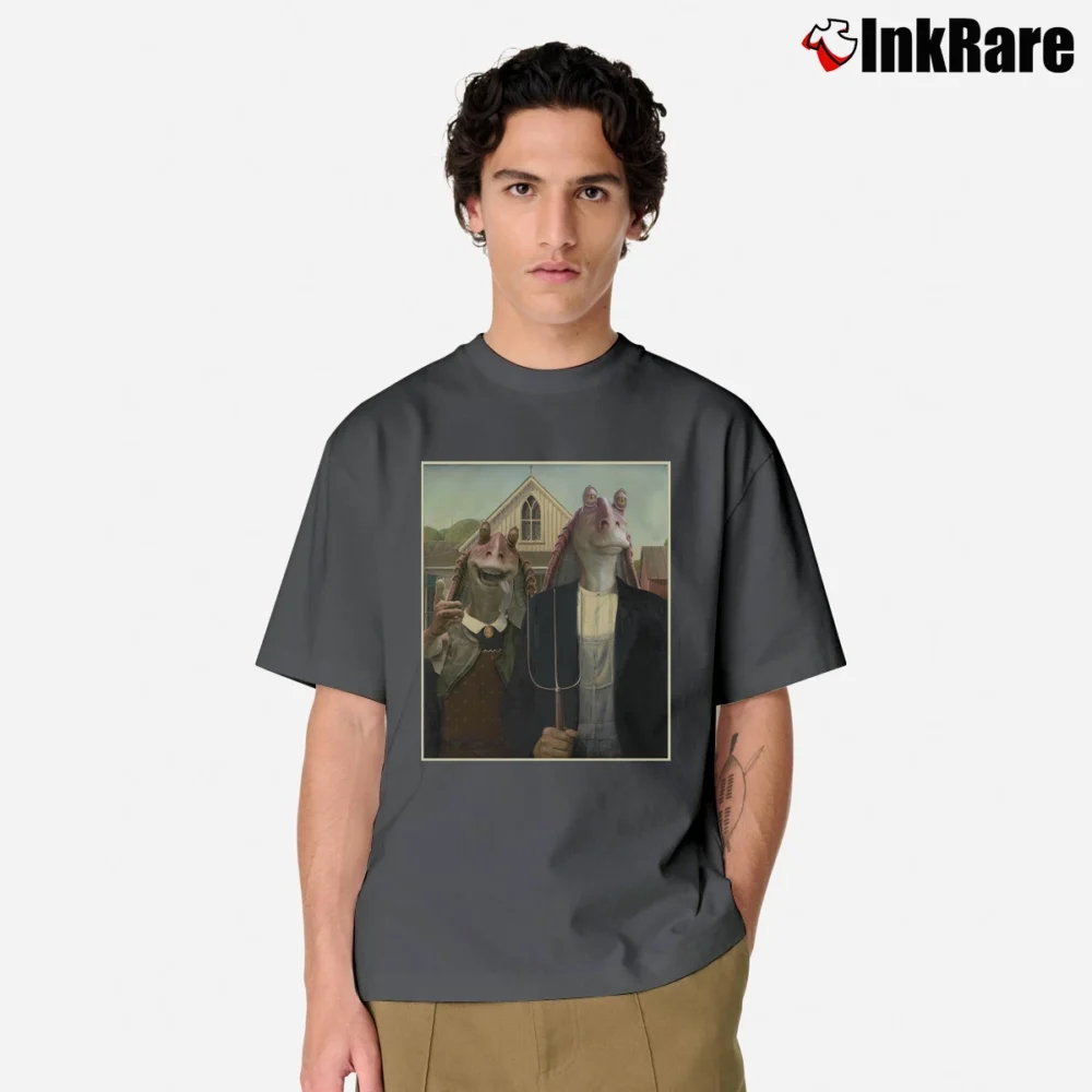 Men’s Star Wars Jar Jar Binks American Binks Inspired Classic T-Shirt in charcoal | Soft, Breathable Everyday Wear