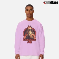 Men’s Star Wars Jar Jar Binks Exsqueeze Me Graphic Long-Sleeve Shirt in light pink | Sleek, Lightweight, Year-Round Wear