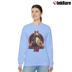 Women’s Star Wars Jar Jar Binks Exsqueeze Me Graphic Relaxed Sweatshirt in light blue | Soft, Laid-Back Vibe