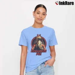 Women’s Star Wars Jar Jar Binks Exsqueeze Me Graphic Signature T-Shirt in light blue | Soft, Flattering Fit
