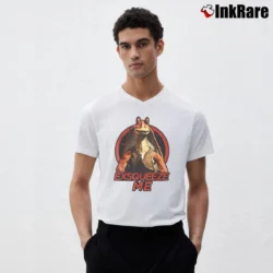 Men’s Star Wars Jar Jar Binks Exsqueeze Me Graphic V-Neck Tee in white | Sharp, Breathable, Everyday Staple