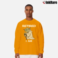 Men’s Star Wars Jedi Master Baby Yoda Retired I Am Gift Funny Long-Sleeve Shirt in orange | Sleek, Lightweight, Year-Round Wear