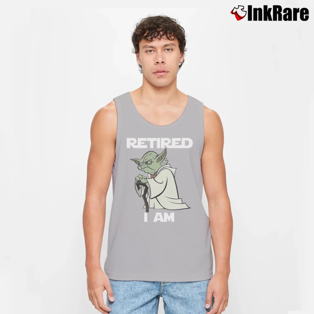 Men’s Star Wars Jedi Master Baby Yoda Retired I Am Gift Funny Tank Top in sport grey | Breathable, Active-Friendly Design