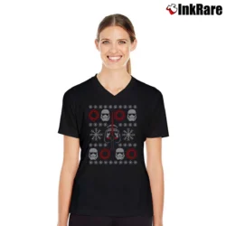 Women’s Star Wars Kylo Ren Merry Christmas Stormtrooper V-Neck Tee in black | Chic Neckline, Soft Texture