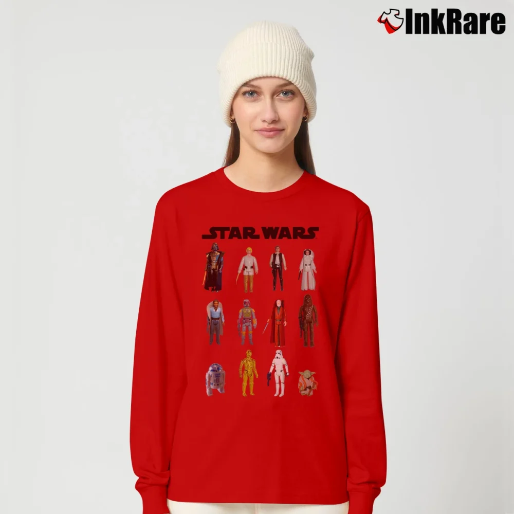 Women’s Star Wars Main Character Action Figure Stack Long-Sleeve Top in red | Sleek, Versatile, All-Season