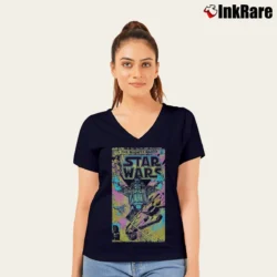 Women’s Star Wars Mighty Vader Looming V-Neck Tee in navy | Chic Neckline, Soft Texture