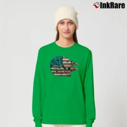 Women’s Star Wars Millennium Falcon Da Vinci Sketch USA Flag Long-Sleeve Top in irish green | Sleek, Versatile, All-Season